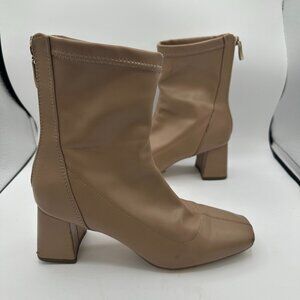 Primark Faux Leather Ankle Boots Square Toe - Tan - Women's 5 UK / 7 US